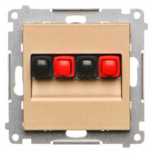 TGL2.01/144 Gniazdo głośnikowe podwójne, przewody do 2,5mm2 Szampański Mat Simon 55 - Widok z przodu