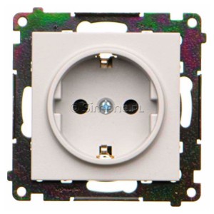 TGSZ1CZ.01/114 Gniazdo pojedyncze Schuko z przesłoną torów prądowych 16A, szybkozłącza Jasnoszary Mat Simon 55 - Widok z przodu