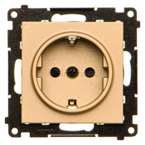 TGSZ1CZ.01/144 Gniazdo pojedyncze Schuko z przesłoną torów prądowych 16A, szybkozłącza Szampański Mat Simon 55 - Widok z przodu
