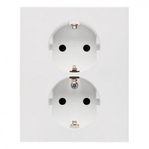 TGSZ2PZFAR/114 Gniazdo podwójne typu Schuko, gniazdo kompletne - monoblok, nie pasuje do ramek Jasnoszary Mat Simon 55 - Widok z przodu