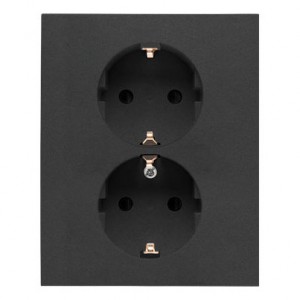 TGSZ2PZFAR/116 Gniazdo podwójne typu Schuko, gniazdo kompletne - monoblok, nie pasuje do ramek Grafitowy Mat Simon 55 - Widok z przodu