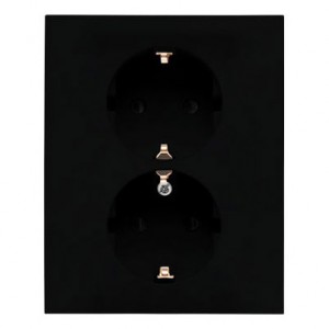 TGSZ2PZFAR/149 Gniazdo podwójne typu Schuko, gniazdo kompletne - monoblok, nie pasuje do ramek Czarny Mat Simon 55 - Widok z przodu