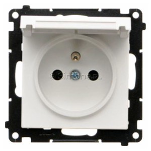 TGZ1BCUZ.01/111 Gniazdo hermetyczne z bolcem uziemiającym do wersji IP44, przesłoną torów prądowych i klapką w kolorze wyrobu 16A, szybkozłącza Biały Mat Simon 55 - Widok z przodu