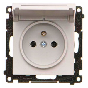 TGZ1BCUZ.01/114 Gniazdo hermetyczne z bolcem uziemiającym do wersji IP44, przesłoną torów prądowych i klapką w kolorze wyrobu 16A, szybkozłącza Jasnoszary Mat Simon 55 - Widok z przodu