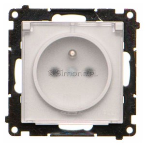 TGZ1BCUZ.01/114A Gniazdo hermetyczne z bolcem uziemiającym do wersji IP44, przesłoną torów prądowych i klapką transparentną 16A, szybkozłącza Jasnoszary Mat Simon 55 - Widok z przodu
