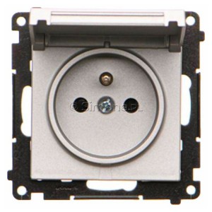 TGZ1BCUZ.01/143 Gniazdo hermetyczne z bolcem uziemiającym do wersji IP44, przesłoną torów prądowych i klapką w kolorze wyrobu 16A, szybkozłącza Aluminium Mat Simon 55 - Widok z przodu