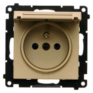 TGZ1BCUZ.01/144 Gniazdo hermetyczne z bolcem uziemiającym do wersji IP44, przesłoną torów prądowych i klapką w kolorze wyrobu 16A, szybkozłącza Szampański Mat Simon 55 - Widok z przodu