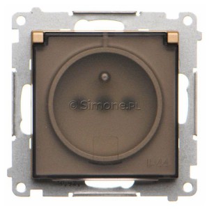 TGZ1BCUZ.01/144A Gniazdo hermetyczne z bolcem uziemiającym do wersji IP44, przesłoną torów prądowych i klapką transparentną 16A, szybkozłącza Szampański Mat Simon 55 - Widok z przodu
