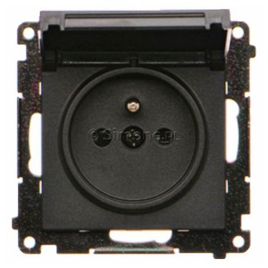 TGZ1BCUZ.01/149 Gniazdo hermetyczne z bolcem uziemiającym do wersji IP44, przesłoną torów prądowych i klapką w kolorze wyrobu 16A, szybkozłącza Czarny Mat Simon 55 - Widok z przodu