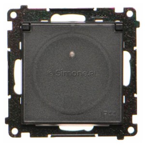 TGZ1BCUZ.01/149A Gniazdo hermetyczne z bolcem uziemiającym do wersji IP44, przesłoną torów prądowych i klapką transparentną 16A, szybkozłącza Czarny Mat Simon 55 - Widok z przodu