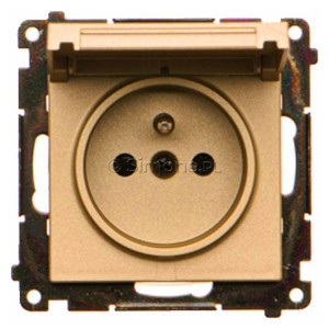 TGZ1BCZ.01/144 Gniazdo hermetyczne z bolcem uziemiającym, przesłoną torów prądowych i klapką w kolorze wyrobu 16A, szybkozłącza Szampański Mat Simon 55 - Widok z przodu