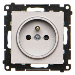 TGZ1CZ.01/143 Gniazdo pojedyncze z bolcem uziemiającym i przesłoną torów prądowych 16A, szybkozłącza Aluminium Mat Simon 55 - Widok z przodu