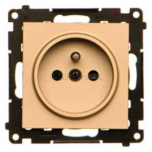 TGZ1CZ.01/144 Gniazdo pojedyncze z bolcem uziemiającym i przesłoną torów prądowych 16A, szybkozłącza Szampański Mat Simon 55 - Widok z przodu