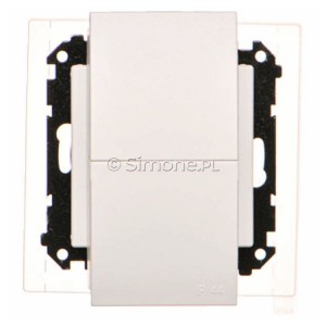 TGZ2BMCZ.01/111 Gniazdo hermetyczne podwójne z bolcem uziemiającym do wersji IP44, przesłoną torów prądowych i klapką w kolorze wyrobu 16A, szybkozłącza Biały Mat Simon 55 - Widok z przodu