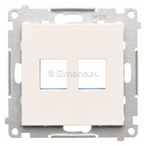 TKP2.01/111 Pokrywa gniazda komputerowego Keystone płaska podwójna Biały Mat Simon 55 - Widok z przodu
