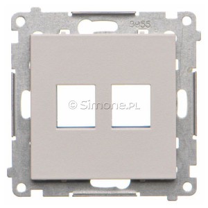 TKP2.01/114 Pokrywa gniazda komputerowego Keystone płaska podwójna Jasnoszary Mat Simon 55 - Widok z przodu