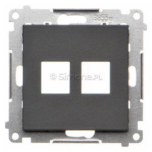 TKP2.01/116 Pokrywa gniazda komputerowego Keystone płaska podwójna Grafitowy Mat Simon 55 - Widok z przodu