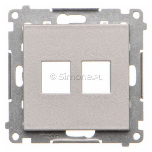 TKP2.01/143 Pokrywa gniazda komputerowego Keystone płaska podwójna Aluminium Mat Simon 55 - Widok z przodu
