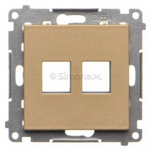 TKP2.01/144 Pokrywa gniazda komputerowego Keystone płaska podwójna Szampański Mat Simon 55 - Widok z przodu