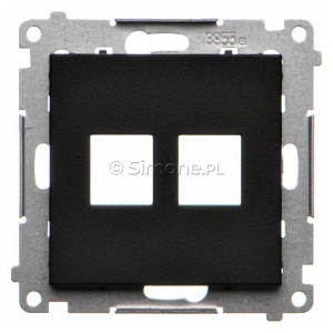 TKP2.01/149 Pokrywa gniazda komputerowego Keystone płaska podwójna Czarny Mat Simon 55 - Widok z przodu