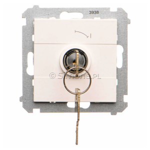 TP1K.01/111 Łącznik na kluczyk chwilowy zwierny 2 pozycyjny 0-I Biały Mat Simon 55 - Widok z przodu