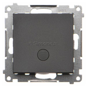 TP1L.01/116 Przycisk zwierny pojedynczy z podświetleniem typu LED w kolorze białym 10A Grafitowy Mat Simon 55 - Widok z przodu