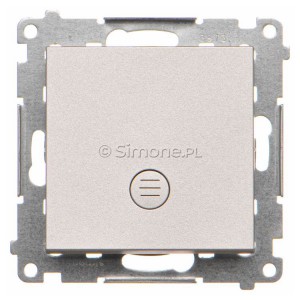 TP1L.01/143 Przycisk zwierny pojedynczy z podświetleniem typu LED w kolorze białym 10A Aluminium Mat Simon 55 - Widok z przodu