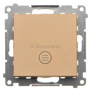 TP1L.01/144 Przycisk zwierny pojedynczy z podświetleniem typu LED w kolorze białym 10A Szampański Mat Simon 55 - Widok z przodu