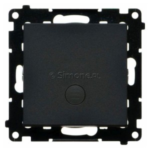 TP1L.01/149 Przycisk zwierny pojedynczy z podświetleniem typu LED w kolorze białym 10A Czarny Mat Simon 55 - Widok z przodu