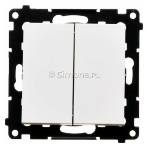 TP2.01/111 Przycisk zwierny podwójny 10A Biały Mat Simon 55 - Widok z przodu