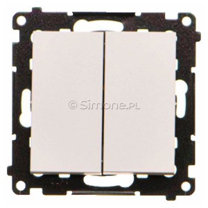 TP2.01/114 Przycisk zwierny podwójny 10A Jasnoszary Mat Simon 55 - Widok z przodu