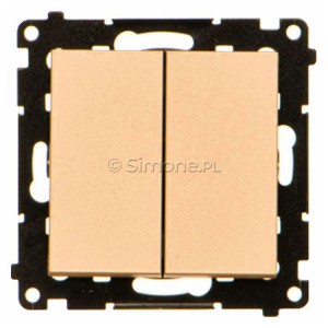 TP2.01/144 Przycisk zwierny podwójny 10A Szampański Mat Simon 55 - Widok z przodu