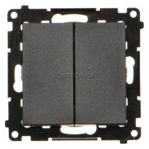 TP2.01/149 Przycisk zwierny podwójny 10A Czarny Mat Simon 55 - Widok z przodu