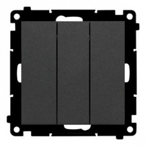 TP31.01/116 Przycisk zwierny potrójny Grafitowy Mat Simon 55 - Widok z przodu