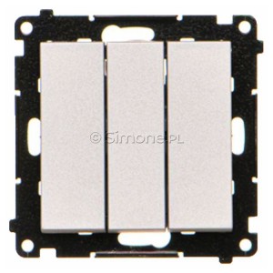 TP31.01/143 Przycisk zwierny potrójny Aluminium Mat Simon 55 - Widok z przodu