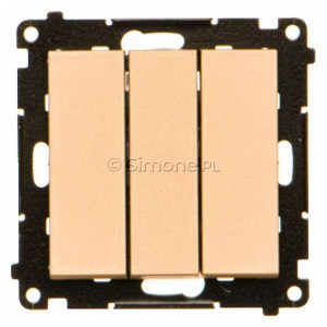 TP31.01/144 Przycisk zwierny potrójny Szampański Mat Simon 55 - Widok z przodu