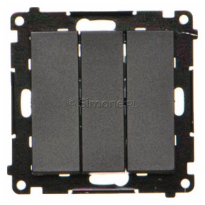 TP31.01/149 Przycisk zwierny potrójny Czarny Mat Simon 55 - Widok z przodu