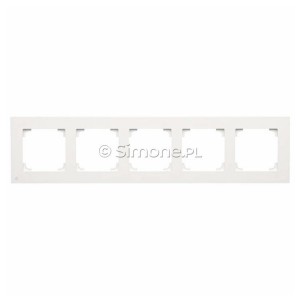TR5/AB111 Ramka pięciokrotna LINE Biały Mat Antybakteryjny Simon 55 - Widok z przodu