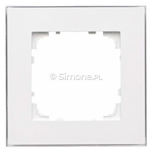 TRD1.163/111 Ramka pojedyncza DUO (Ramka Biała, podstawa w kolorze Chrom) Biały + Chrom Simon 55 - Widok z przodu
