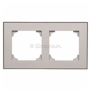 TRD2.149/143 Ramka podwójna DUO (Ramka Aluminium, podstawa w kolorze Czarny) Aluminium + Czarny Simon 55 - Widok z przodu