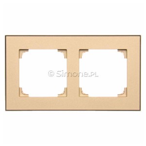 TRD2.149/144 Ramka podwójna DUO (Ramka Szampańska, podstawa w kolorze Czarny) Szampański + Czarny Simon 55 - Widok z przodu