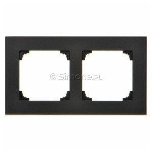 TRD2.166/149 Ramka podwójna DUO (Ramka Czarna, podstawa w kolorze Złoty) Czarny + Złoty Simon 55 - Widok z przodu