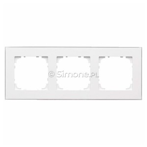 TRD3.163/111 Ramka potrójna DUO (Ramka Biała, podstawa w kolorze Chrom) Biały + Chrom Simon 55 - Widok z przodu