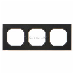 TRD3.163/149 Ramka potrójna DUO (Ramka Czarna, podstawa w kolorze Chrom) Czarny + Chrom Simon 55 - Widok z przodu