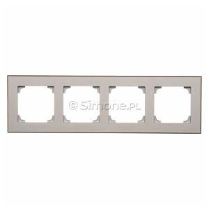 TRD4.149/143 Ramka czterokrotna DUO (Ramka Aluminium, podstawa w kolorze Czarny) Aluminium + Czarny Simon 55 - Widok z przodu