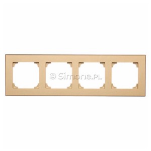 TRD4.149/144 Ramka czterokrotna DUO (Ramka Szampańska, podstawa w kolorze Czarny) Szampański + Czarny Simon 55 - Widok z przodu