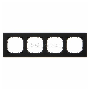 TRD4.163/149 Ramka czterokrotna DUO (Ramka Czarna, podstawa w kolorze Chrom) Czarny + Chrom Simon 55 - Widok z przodu
