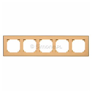 TRD5.149/144 Ramka pięciokrotna DUO (Ramka Szampańska, podstawa w kolorze Czarny) Szampański + Czarny Simon 55 - Widok z przodu