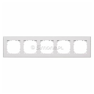 TRD5.163/111 Ramka pięciokrotna DUO (Ramka Biała, podstawa w kolorze Chrom) Biały + Chrom Simon 55 - Widok z przodu