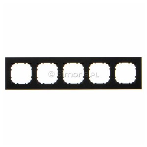 TRD5.163/149 Ramka pięciokrotna DUO (Ramka Czarna, podstawa w kolorze Chrom) Czarny + Chrom Simon 55 - Widok z przodu
